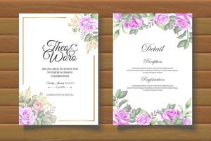 set di carte di invito matrimonio floreale elegante vettore