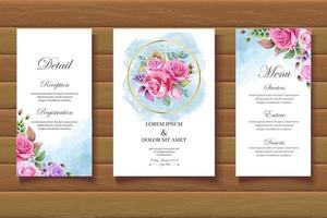 set di carte di invito matrimonio floreale elegante vettore