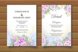 set di carte di invito matrimonio floreale elegante vettore