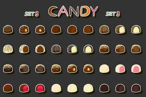 illustrazione sul tema bellissimo grande set cioccolatini dolci caramelle bonbon vettore