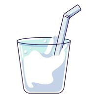 bicchiere di latte nel semplice piatto design vettore