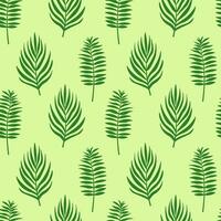 astratto partire sfondo senza soluzione di continuità modello su verde sfondo. tropicale palma albero foglia design sfondo. botanico vettore design per Stampa, parete arti, e sfondo.