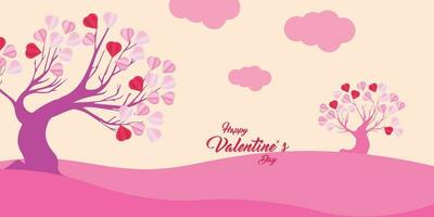 San Valentino giorno concetto amore illustrazione di albero con cuore sagomato le foglie in crescita nel carta tagliare stile vettore