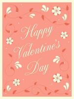 San Valentino giorno saluto carta con fiori. vettore