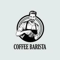 vettore logo giovane uomo caffè barista