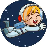 vettore illustrazione di bambino astronauta si sente contento nel spazio