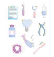 set di cure odontoiatriche vettore