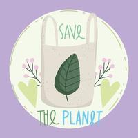 salva il pianeta eco bag vettore