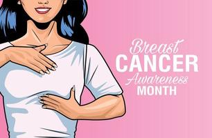 illustrazione del mese di consapevolezza del cancro al seno in stile pop art vettore