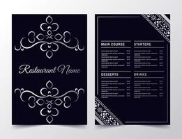 layout del menu con elementi ornamentali vettore