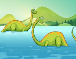 Dinosauri in piedi nel fiume vettore