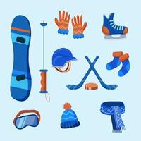 collezione di attrezzature per icone degli sport invernali vettore