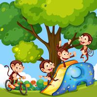 Un gruppo di scimmie a playfround vettore