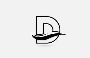 d icona del logo della lettera dell'alfabeto in bianco e nero per affari e società con un design di linea semplice vettore