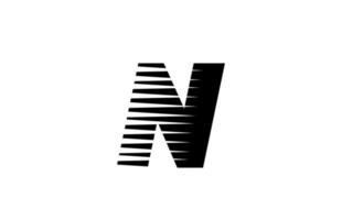 strisce di linea n icona del logo della lettera dell'alfabeto per affari e società. semplice design di lettere in bianco e nero per l'identità vettore