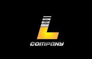 l icona del logo della lettera dell'alfabeto per affari e società con design a strisce gialle vettore