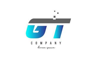 gt gt combinazione di lettere dell'alfabeto logo in colore blu e grigio. design di icone creative per azienda e business vettore