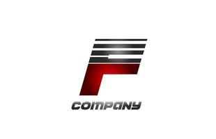 f alfabeto lettera logo icona design in colore sfumato grigio rosso per affari e società vettore