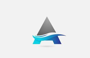 grigio blu un'icona del logo della lettera dell'alfabeto per affari e società con design swoosh vettore