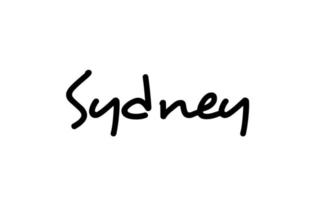 sydney city parola scritta a mano testo scritte a mano. testo calligrafico. tipografia in colore nero vettore