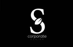 bianco e nero s lettera alfabeto foglia logo icona design per azienda e business vettore