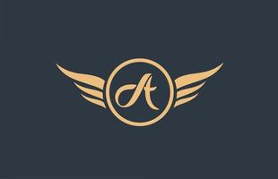 un logo della lettera dell'alfabeto giallo blu con l'icona delle ali delle ali e un cerchio per il design aziendale e l'azienda vettore