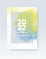 felice anno nuovo 2022 poster o modello di carta con schizzi di lavaggio ad acquerello vettore