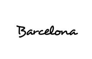 Barcellona città parola scritta a mano testo scritte a mano. testo calligrafico. tipografia in colore nero vettore