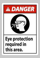 segnale di avvertimento protezione degli occhi richiesta in quest'area vettore