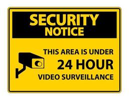 avviso di sicurezza questa zona è sotto 24 ore segno simbolo di videosorveglianza isolato su sfondo bianco, illustrazione vettoriale