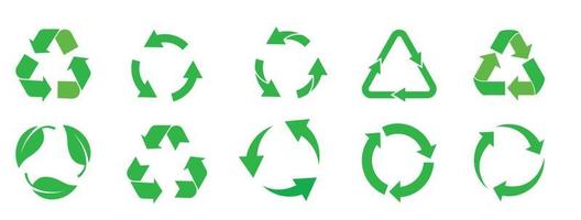 riciclare la collezione di icone. impostare segni di riciclaggio. riciclare il simbolo del riciclaggio.