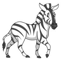 carattere animale divertente zebra in stile linea. illustrazione per bambini. vettore