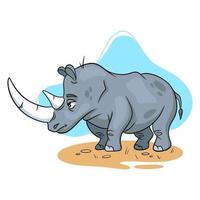 personaggio animale divertente rinoceronte in stile cartone animato. illustrazione per bambini. vettore