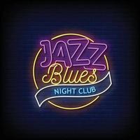 vettore di testo in stile insegne al neon per night club jazz blues