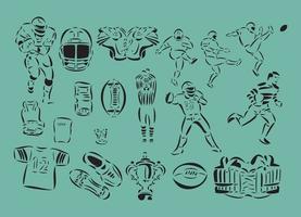 illustrazioni vettoriali line-art relative al football americano