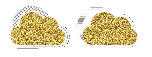 set di nuvole creative con texture glitter dorate vettore
