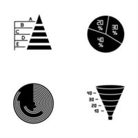 set di icone di grafici e glifi grafici vettore