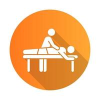 icona del glifo con ombra lunga design piatto arancione massaggio vettore