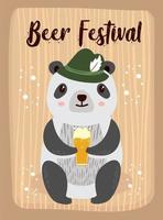 panda cartone animato simpatici animali festival della birra di ottobre vettore