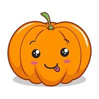 zucca cartone animato kawaii mascotte zucca carina illustrazioni di halloween vettore