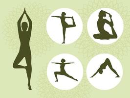 cinque posizioni yoga vettore