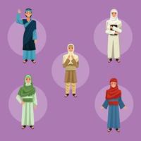 cinque personaggi di donne musulmane vettore