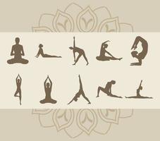 dieci posizioni yoga vettore