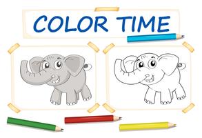 Modello di carta colorata con elefante vettore