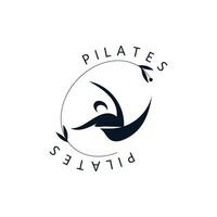 astratto pilates logo, yoga identità corpo equilibrio vettore monoline design modello. benessere stile di vita