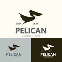 pellicano uccello silhoutte Vintage ▾ logo vettore illustrazione modello icona grafico design