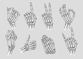 impostato di vario scheletro mano con diverso posa vettore