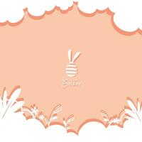 contento Pasqua saluto carta carta design su rosa sfondo decorato con floreale, foglie, Pasqua uovo con coniglio orecchie, nube con contento Pasqua tipografia piatto vettore illustrazione.