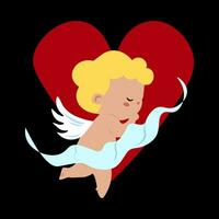 Cupido con cuore vettore illustrazione