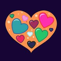 un' cuore sagomato oggetto con molti diverso colorato cuori vettore